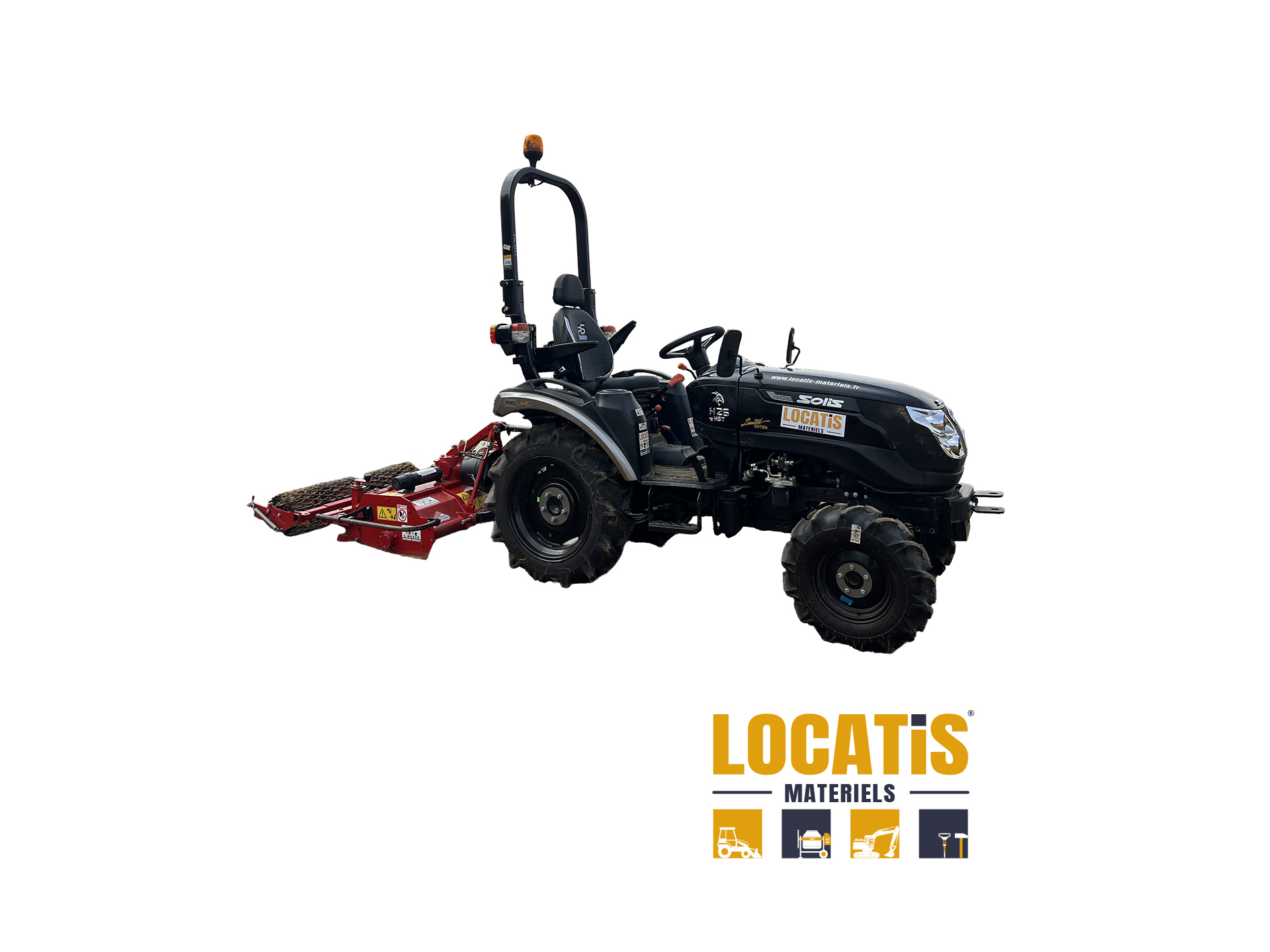 Tracteur 26 CV équipé d’un enfouisseur STONY 90cm